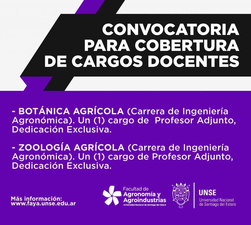 Convocatoria Para Cobertura De Cargos Docentes Facultad De Agronomía Y Agroindustrias Unse 2569