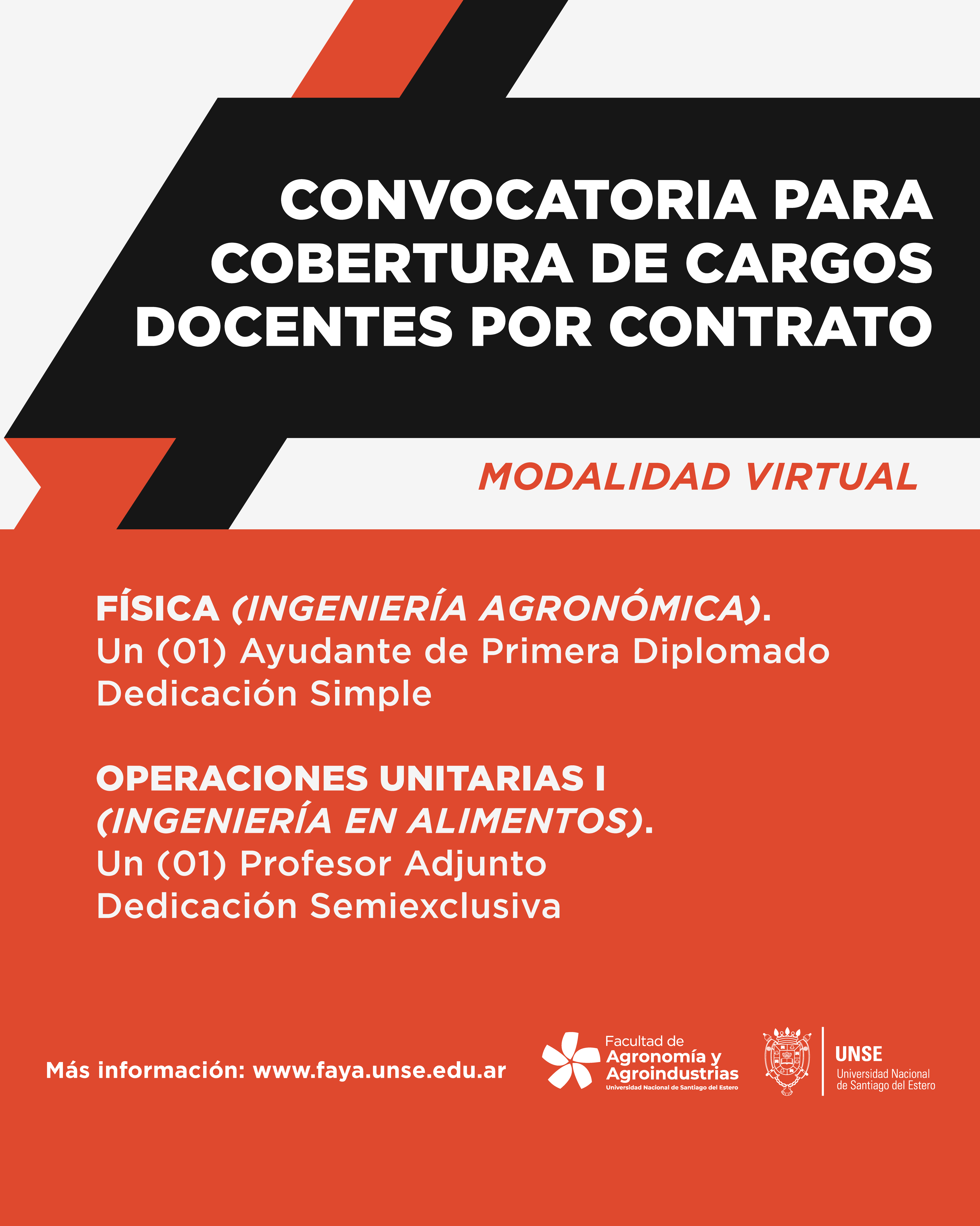 CONVOCATORIA PARA LA COBERTURA DE CARGO DOCENTE POR CONTRATO (MODALIDAD VIRTUAL)
