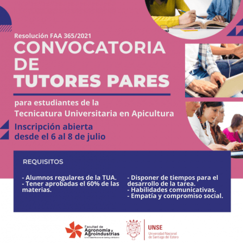 CONVOCATORIA PARA TUTORES PARES TUA | Facultad de Agronomía y ...