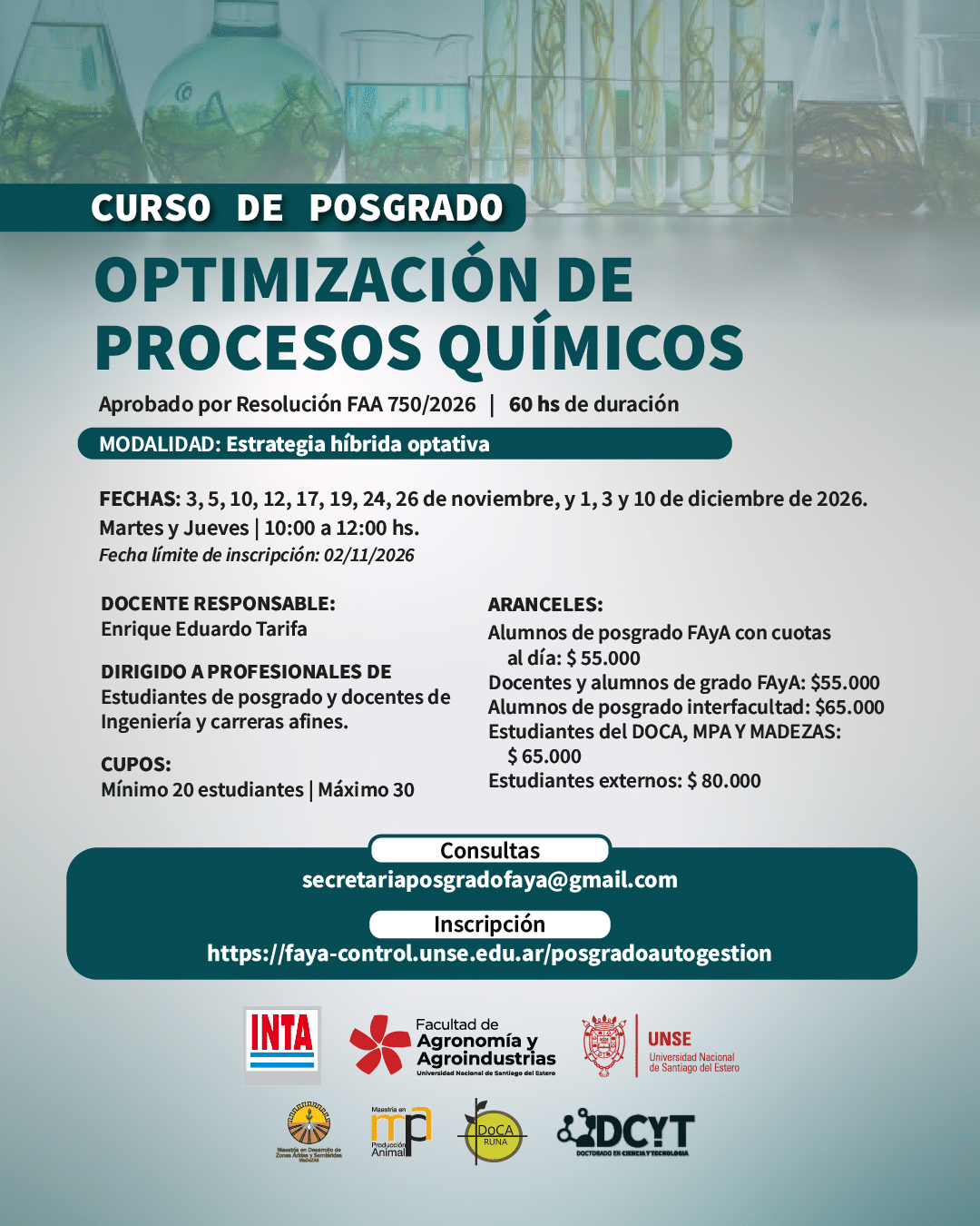 CURSO DE POSGRADO “OPTIMIZACIÓN DE PROCESOS QUÍMICOS”
