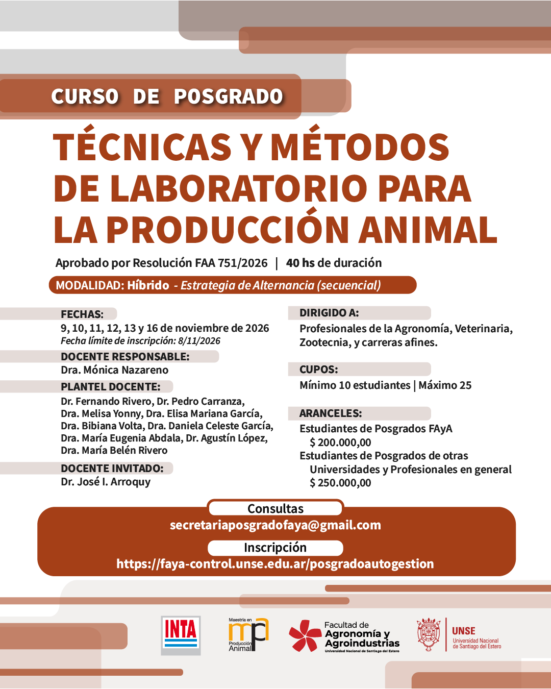 CURSO DE POSGRADO “TÉCNICAS Y MÉTODOS DE LABORATORIO PARA LA PRODUCCIÓN ANIMAL”