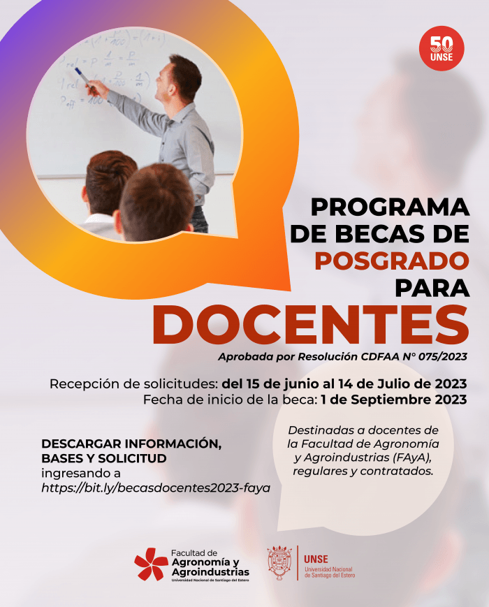 PROGRAMA DE BECAS DE POSGRADO PARA DOCENTES | Facultad de Agronomía y ...