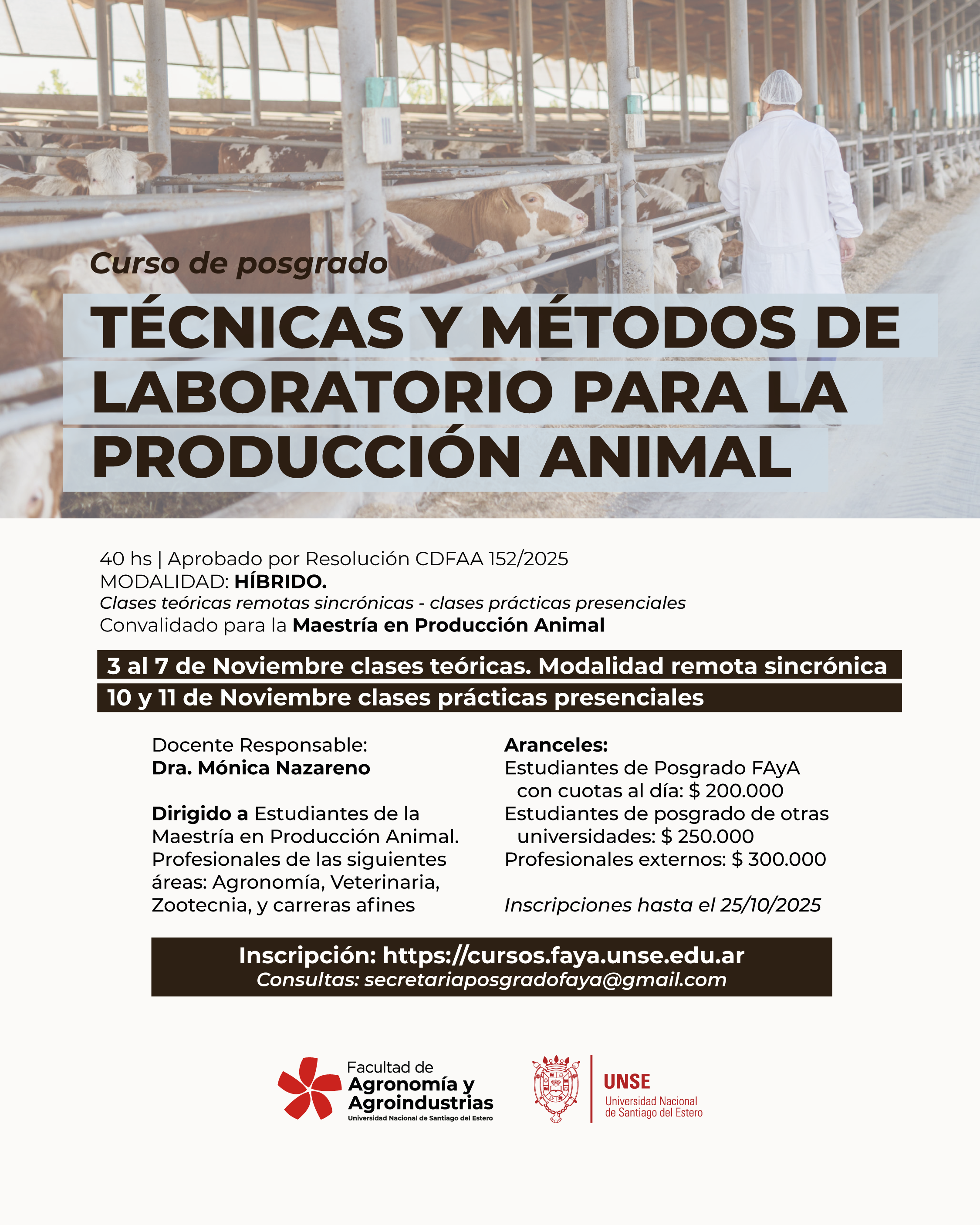 CURSO DE POSGRADO: TÉCNICAS Y MÉTODOS DE LABORATORIO PARA LA PRODUCCIÓN ANIMAL