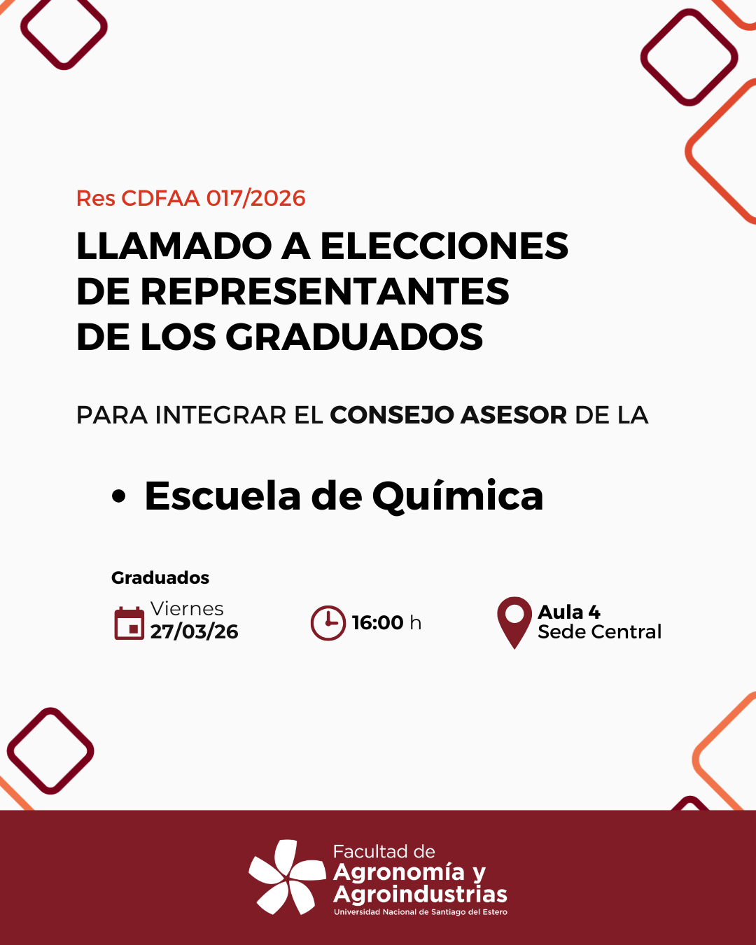 ELECCIONES DE REPRESENTANTES DE LOS GRADUADOS EN EL CONSEJO ASESOR DE LA ESC. DE QUÍMICA
