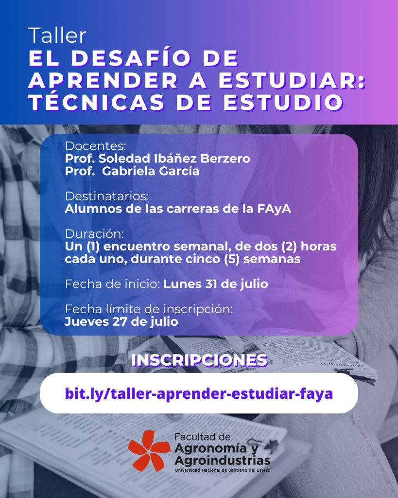 TALLER: "EL DESAFÍO DE APRENDER A ESTUDIAR: TÉCNICAS DE ESTUDIO ...